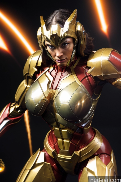 Captain Marvel Busty Superhero Powering Up Cosplay Science Fiction Style Bodybuilder Abs Perfect Boobs Heat Vision SuperMecha: A-Mecha Musume A素体机娘 Space Regal
