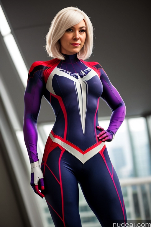 related ai porn images free for Spider-Gwen Busty Cosplay Science Fiction Style Front View Muscular