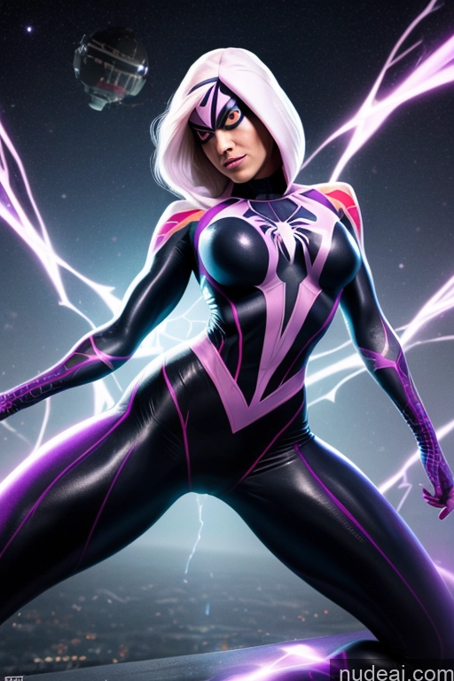Spider-Gwen Busty Muscular Powering Up Space