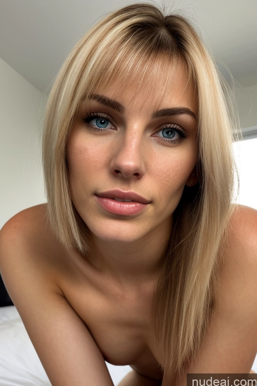 related ai porn images free for Woman Small Tits Small Ass Skinny Fairer Skin 18 Blonde Bangs White Bedroom Close-up View Nude Bright Lighting Cumshot