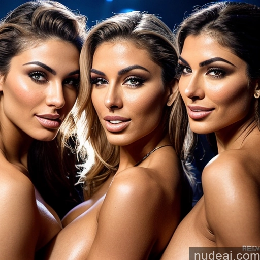 ai nude image of three women posing for a picture in a group of three different poses pics of Model Several Perfect Boobs Busty Big Hips Big Ass Muscular Perfect Body 18 Sexy Face Film Photo Club Front View Persian