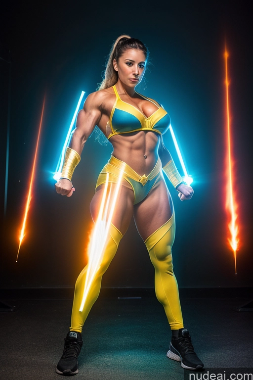 Ukraine Busty Abs Science Fiction Style Cosplay Powering Up Heat Vision Bodybuilder