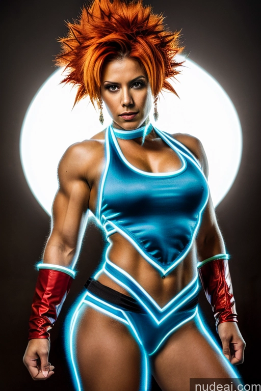 related ai porn images free for Israel Front View Cosplay Muscular Neon Lights Clothes: Blue Busty Woman Super Saiyan 4 Blue Hair Superhero Spandex Satin