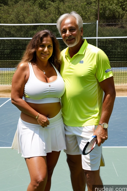 ai nude image of they are two people standing on a tennis court posing for a picture pics of One Busty Big Ass 70s Long Hair Indian Tennis Cleavage Topless Satin Reverse Cowgirl Woman + Man