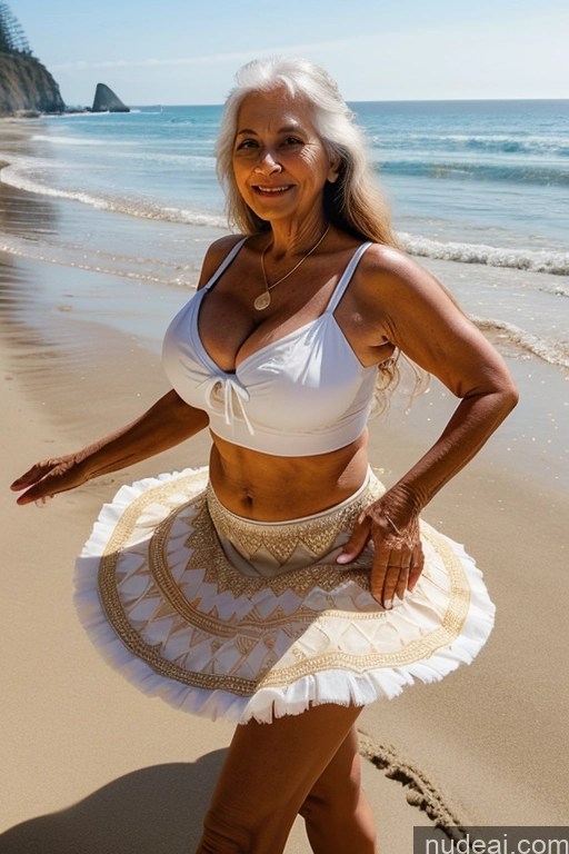 ai nude image of there is a woman in a skirt on the beach posing for a picture pics of Milf One Busty Big Ass 70s Long Hair Indian Better Swimwear Beach Tutu Beach