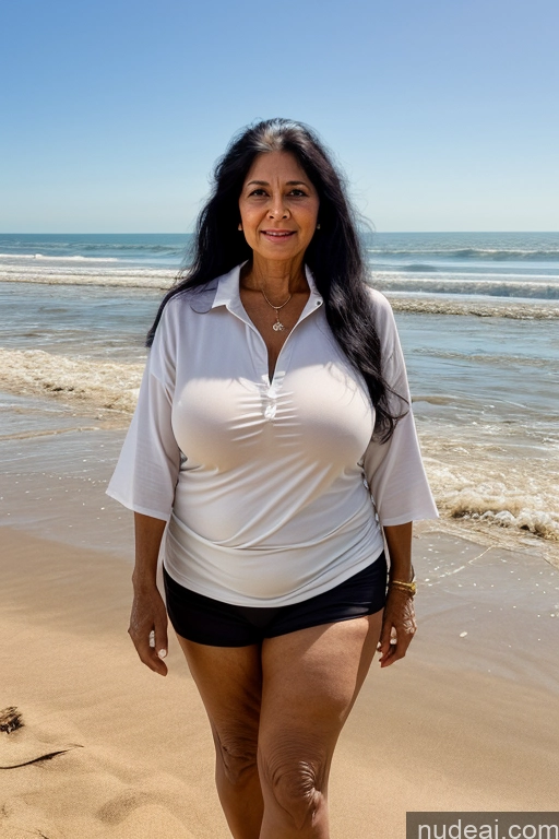 MILF 70er Jahre vollbusig Großer Arsch Strand Übergroßes Kleidungs-T-Shirt indis