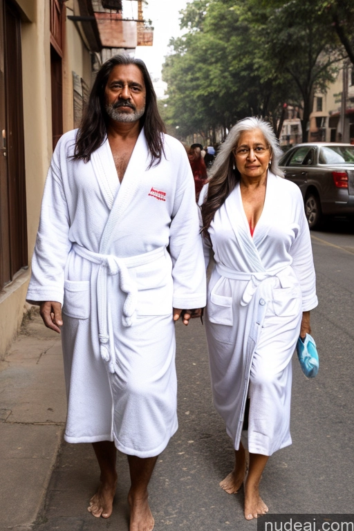 ai nude image of they are walking down the street in robes pics of Busty Big Ass 70s Sexy Face Long Hair Indian Street Bathrobe Reverse Cowgirl Woman + Man