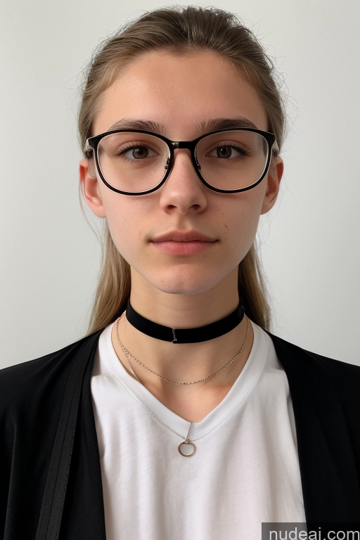 ai nude image of arafed woman wearing glasses and a choke with a necklace pics of Short Skinny Glasses 18 White Skin Detail (beta) Choker Shirt