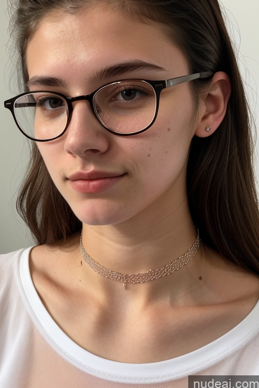 ai nude image of arafed woman wearing glasses and a necklace with a chain pics of Short Skinny Glasses 18 White Skin Detail (beta) Choker Shirt