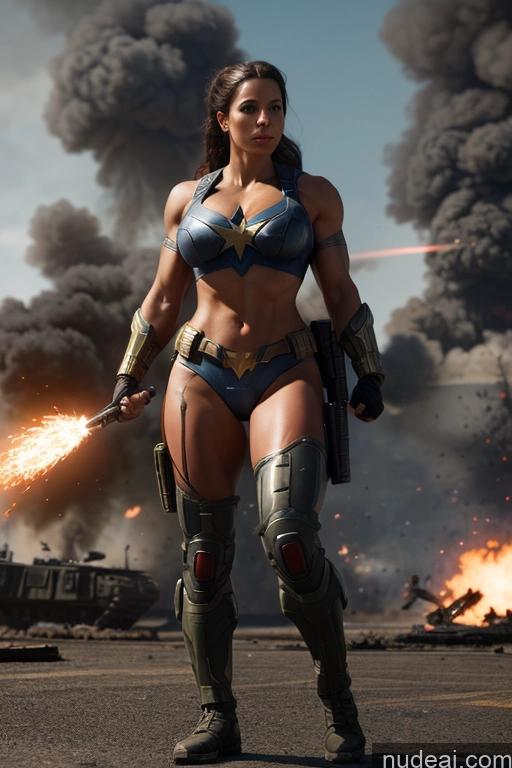 related ai porn images free for Superhero Military Busty Small Tits Muscular Abs Front View Superheroine Battlefield Powering Up Science Fiction Style