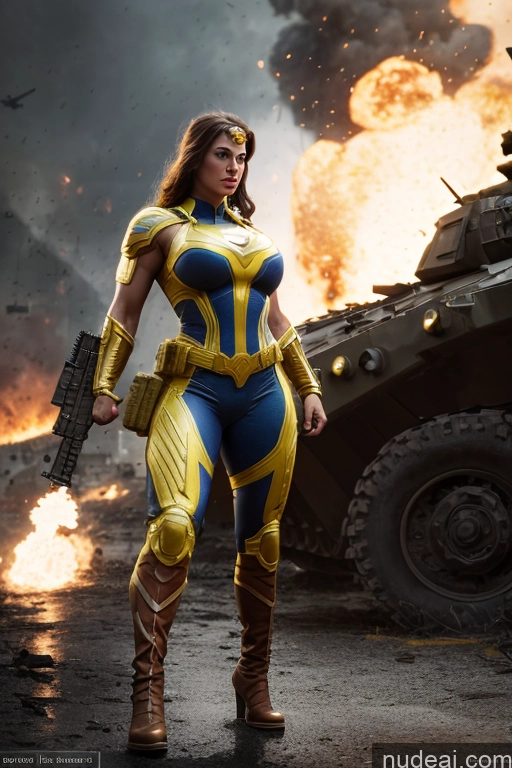 related ai porn images free for Military Front View Busty Small Tits Muscular Abs Superheroine Ukraine Battlefield Superhero Neon Lights Clothes: Yellow