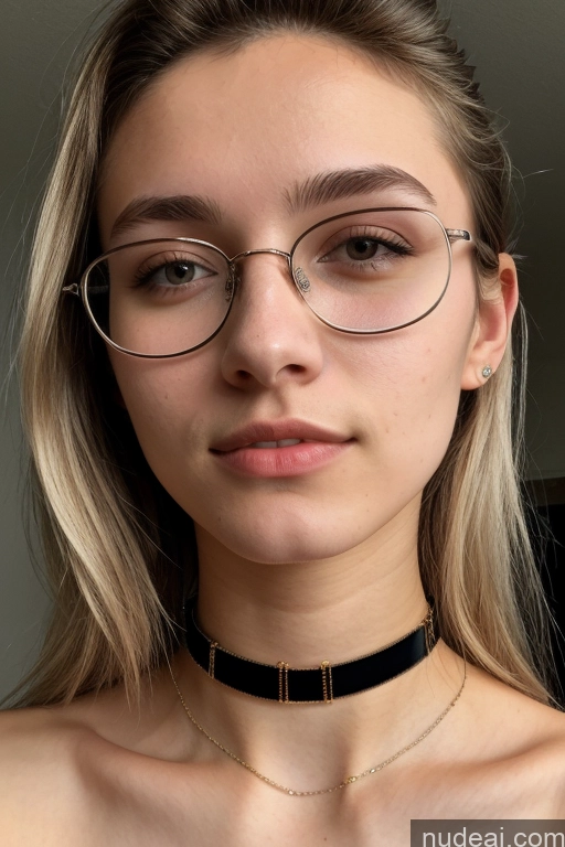 ai nude image of a close up of a woman wearing glasses and a choke pics of 18 Skinny Glasses Short White Choker