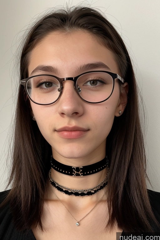 ai nude image of arafed woman wearing glasses and a choke with a necklace pics of 18 Skinny Glasses Short White Choker Stylish