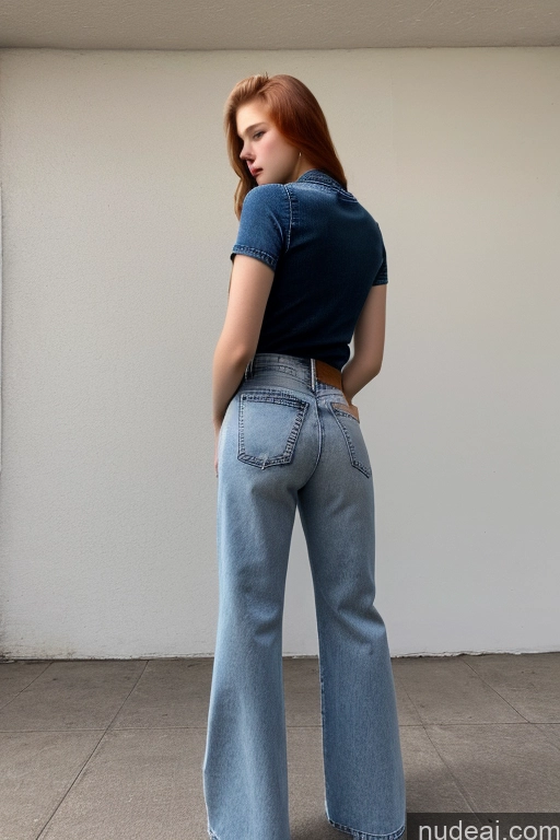 Ingwer Rückansicht Modell gerade eins Jeans mit hoher Taille Russisch 18