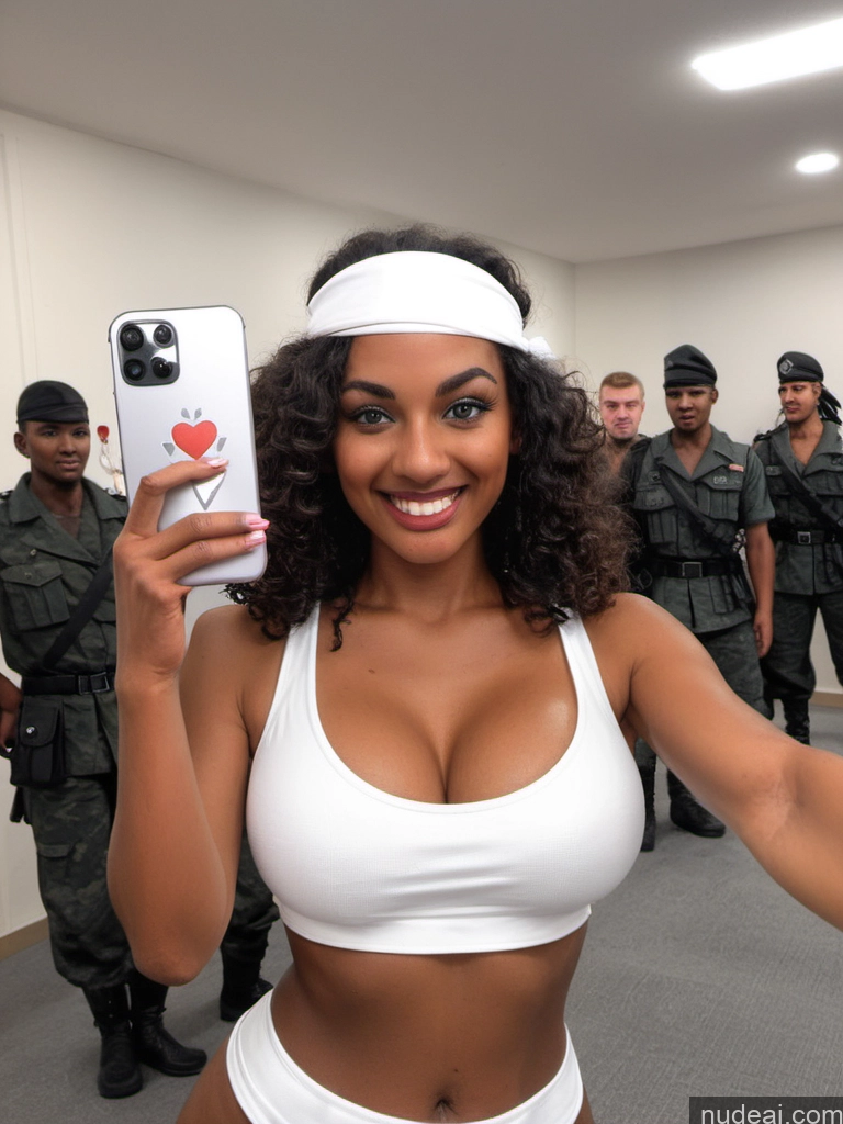 One Huge Boobs Tall 18 Happy Curly Hair Of Love African Mirror Selfie Battlefield Front View Yoga Ninja Shiny Bimbo