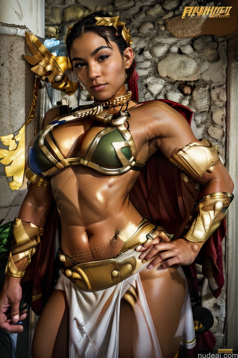 Muscular Superhero Slavekini, Aka Slave Leia Outfit Powering Up Captain Marvel Abs Menstoga, White Robes, In White And Gold Costumem, Gold Headpiece, Gold Belt, Gold Chain Busty Perfect Boobs Bodybuilder SuperMecha: A-Mecha Musume A素体机娘
