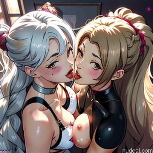 schlank Ahegao knackiger Anime Frau japanisch zwei Küsse Schön perfekte Brüste g