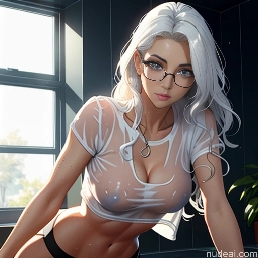Woman One Small Tits Beautiful Glasses Small Ass Skinny Perfect Body Oiled Body 18 Shocked White Hair Wavy Hair White Locker Room Wet T-Shirt Yoga Pants Cleavage Soft Anime Cumshot