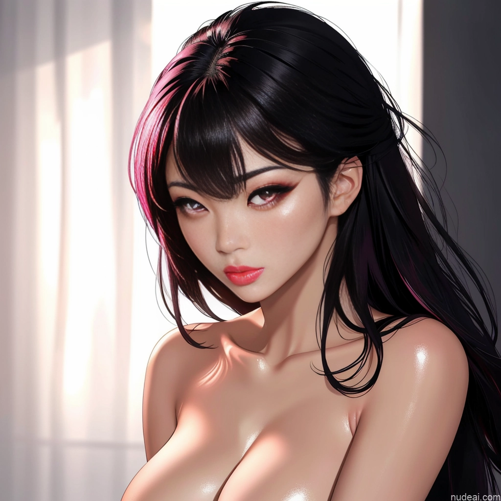 Asian 20s BarbieCore Seductive Pouting Lips Sexy Face Lingerie Model
