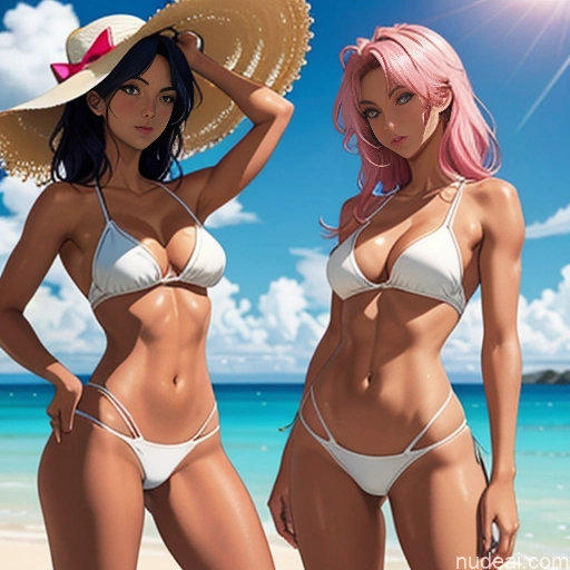 One 18 Black Tanned Skin Sorority Skinny Small Tits Big Ass Perfect Body Pink Hair Messy Pose Panty Pull Soft Anime Warm Anime