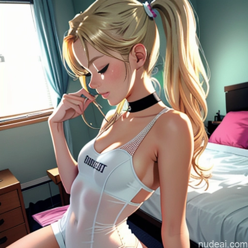 Seitenansicht weicher Anime Gittergewebe 18 kleiner Arsch blond schlank Schlafzi