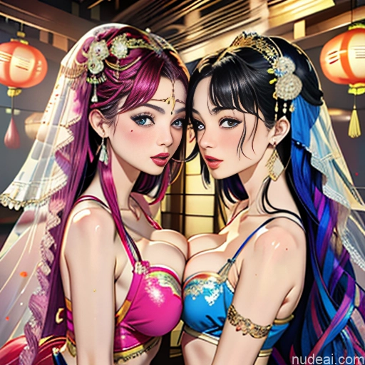 Two Human SexToy 18 Ahegao Rainbow Haired Girl Messy Japanese China Goddess Fashion Tittysuck