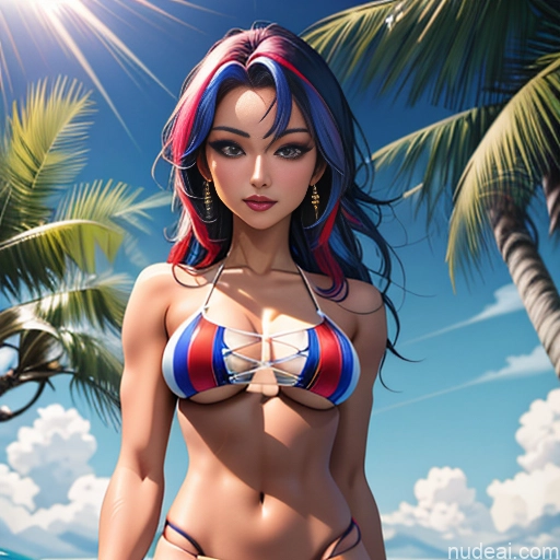 Anis Nikke Richy 18 Rainbow Haired Girl Slicked Japanese Oiled Body Ahegao Miss Universe Model Center Opening Cross-Laced Bikini (Swiftsure Style)