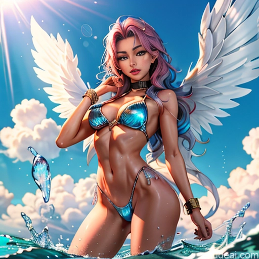 Anis Nikke Richy 18 Rainbow Haired Girl Slicked Japanese Oiled Body Ahegao Miss Universe Model Has Wings