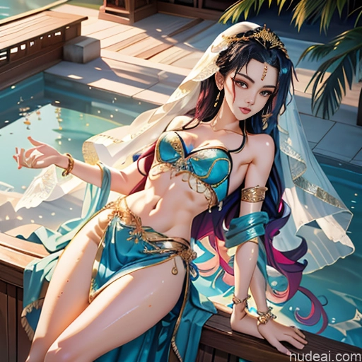 Miss Universe Model 18 Rainbow Haired Girl Pixie No Panties? Ahegao Oiled Body Two Hot Tub China Goddess Fashion Pose Standing One Leg Up