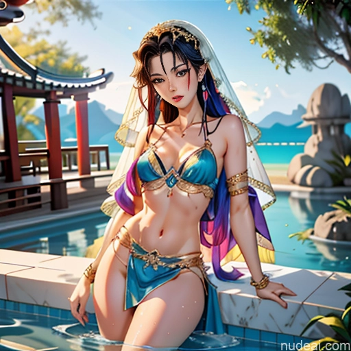 Miss Universe Model 18 Rainbow Haired Girl Pixie No Panties? Ahegao Oiled Body Hot Tub China Goddess Fashion Pose Panty Pull