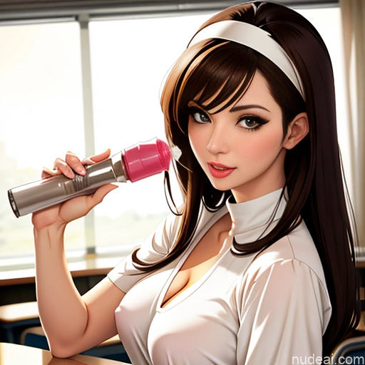 One Milf White Brunette Straight Soft Anime Tunic Dress Licking-nipple Handjob Teacher