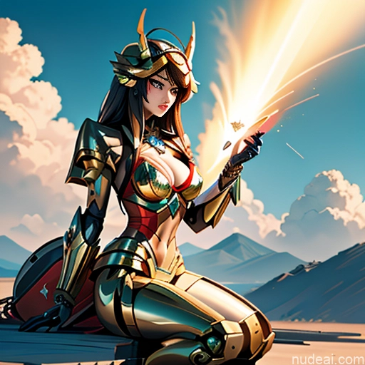 MuQingQing Nude SuperMecha: A-Mecha Musume A素体机娘 Fantasy Armor Dream Mecha Girl Cyborg Style Cyborg Android Full Frontal Looking At Sky Cleavage Bright Lighting