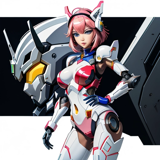 SuperMecha: A-Mecha Musume A素体机娘 Leon Raymond Fantasy Armor Butt Bite Pantsuit Pink Hair