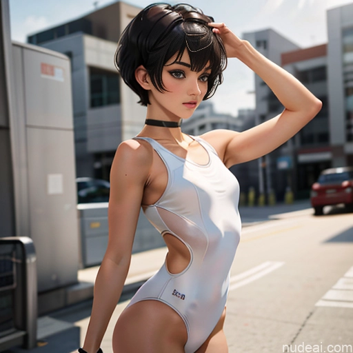 One Sorority Skinny Small Tits Small Ass Short Short Hair 18 Brunette Pixie White Soft Anime Choker Gymnast Outfit Pose 不小心摔倒 Fallen_down