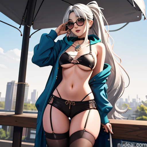 related ai porn images free for Woman One Skinny Long Hair Glasses Cropped Hoodie Underboob Micro Shorts 20s Seductive White Hair Bangs Straight White Soft Anime Tokyo Choker Thigh Socks Goth Gals V1 Whale Tail (Clothing)