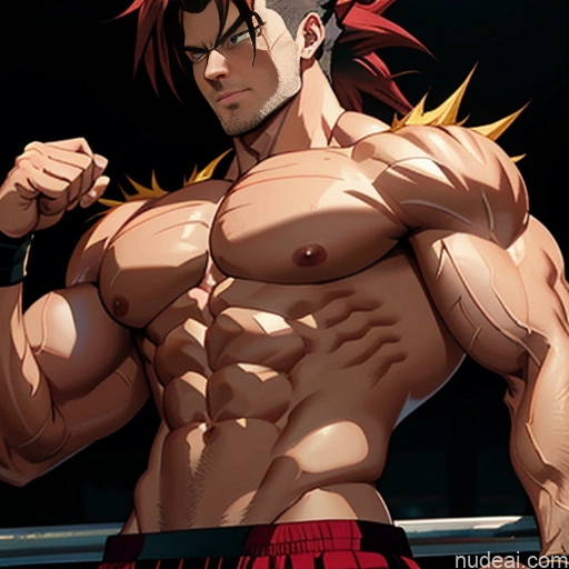 related ai porn images free for Super Saiyan 4 Neon Lights Clothes: Red Woman Muscular Abs Busty Several Front View