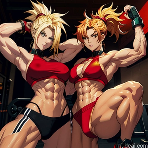 related ai porn images free for Super Saiyan 4 Neon Lights Clothes: Red Woman Muscular Abs Busty Several Front View
