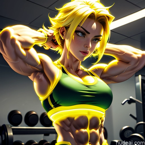 ai nude image of pics of Super Saiyan Neon Lights Clothes: Yellow Busty Muscular Abs Blonde Neon Lights Clothes: Orange