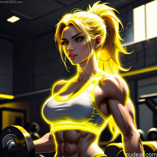 Super Saiyan Neon Lights Clothes: Yellow Busty Muscular Abs Neon Lights Clothes: Orange Battlefield