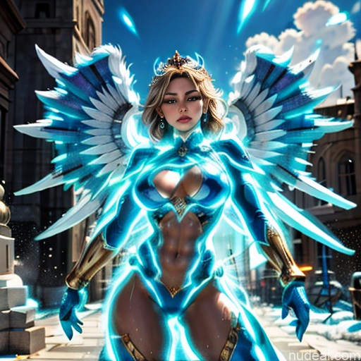 ai nude image of pics of Israel Jewish Superhero Bodybuilder Busty Abs Powering Up Heat Vision Regal Neon Lights Clothes: Blue Has Wings