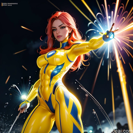 ai nude image of pics of Superhero Busty Abs Muscular Ukraine Superheroine Powering Up Neon Lights Clothes: Yellow Heat Vision Dynamic View Science Fiction Style Shower