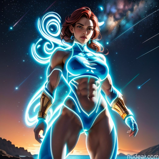 related ai porn images free for Israel Jewish Busty Muscular Abs Superhero Bodybuilder Neon Lights Clothes: Blue Powering Up