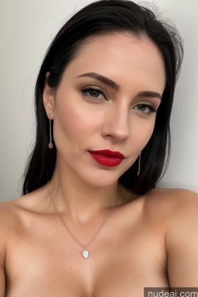One Perfect Boobs Beautiful Lipstick Perfect Body Fairer Skin 30s Black Hair Slicked French Cumshot Jewelry Simple Model
