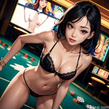 Korean Black Hair Crisp Anime Casino Cumshot Panties Push-up Bra Bra Partially Nude